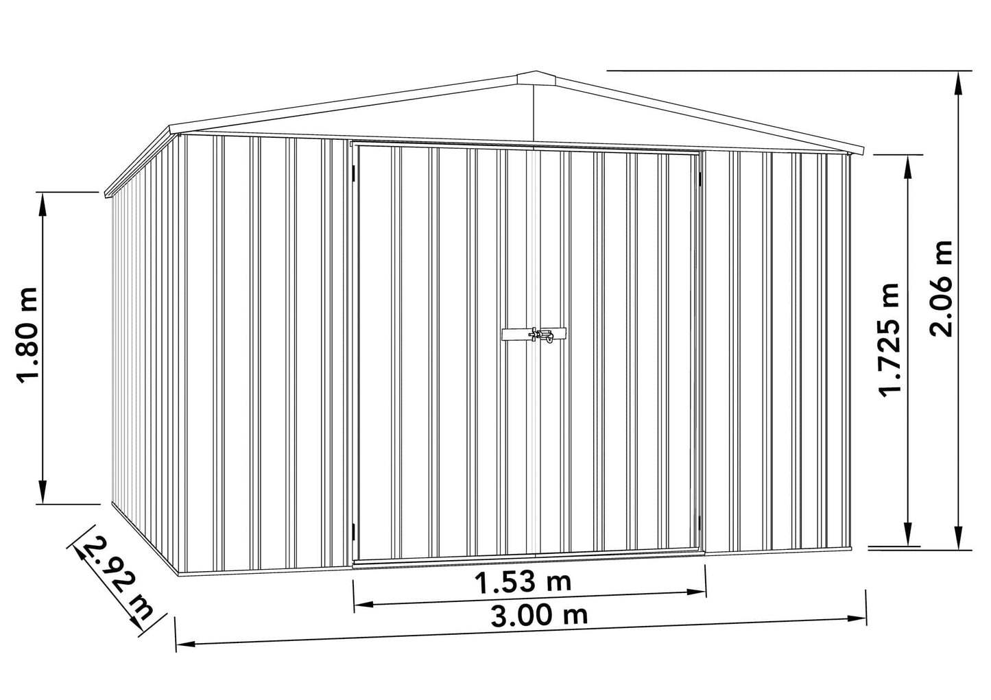 Absco 10 x 10 Regent Metal Shed (3m x 2.92m) Woodland Grey - Anchor Kit Included