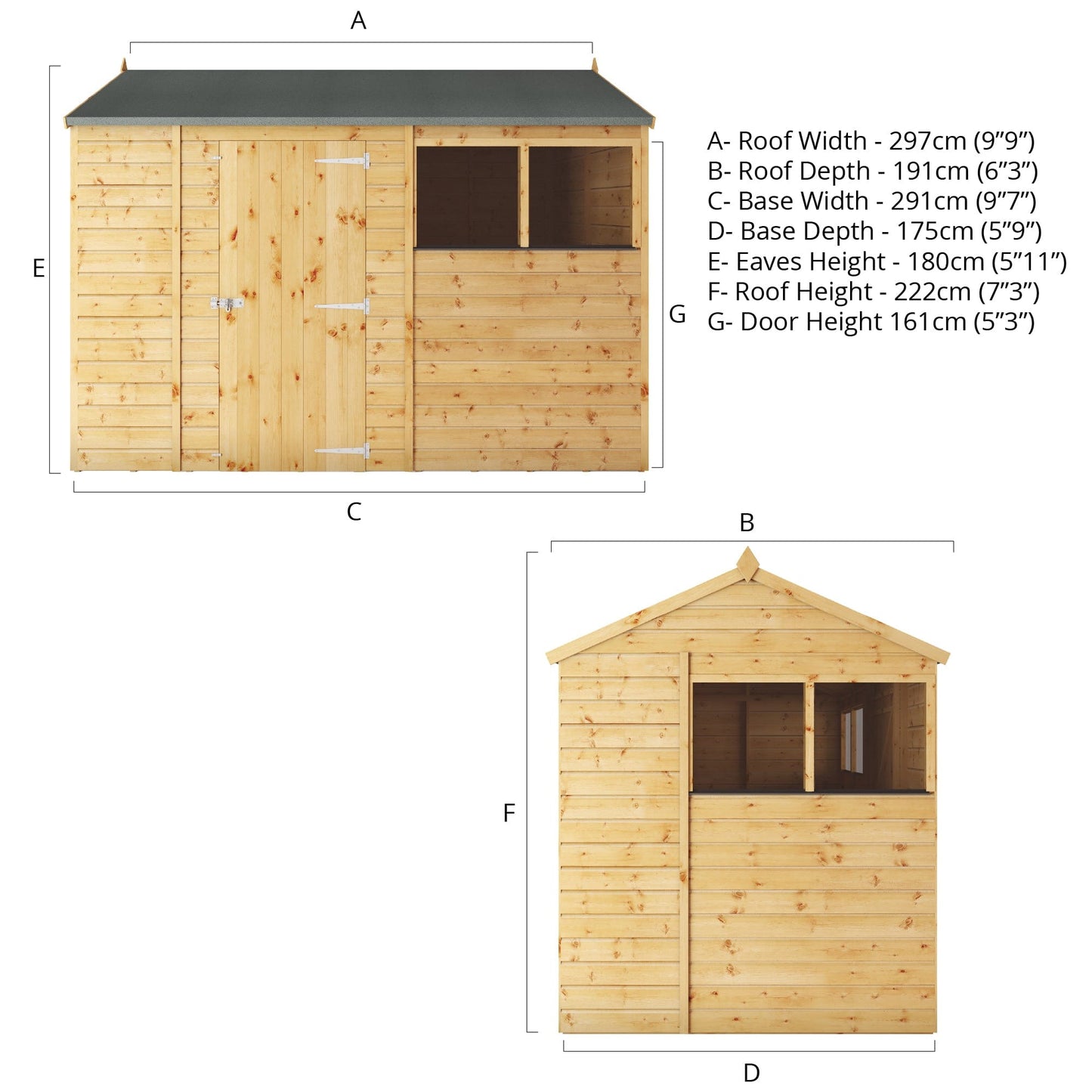 Mercia 10x6 Modular Shiplap Apex Wooden Shed
