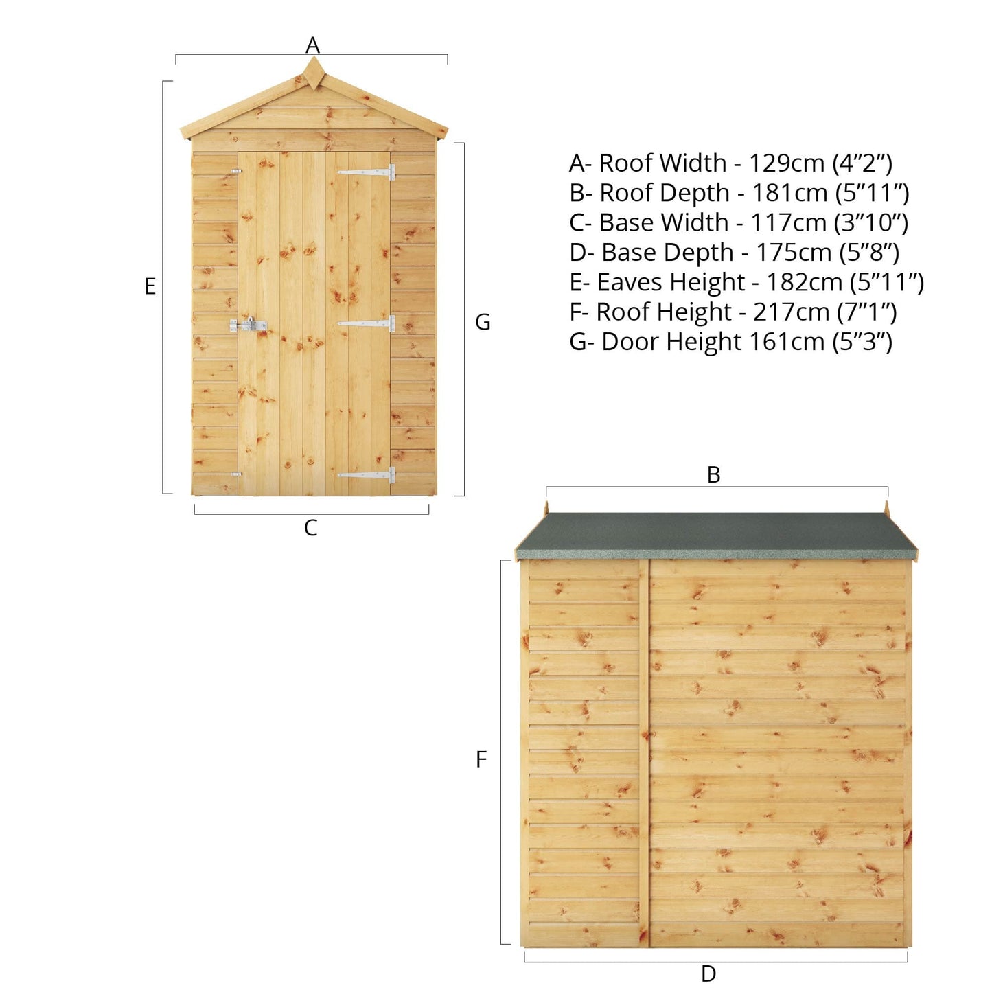 Mercia 6x4 Modular Shiplap Apex Windowless Wooden Shed