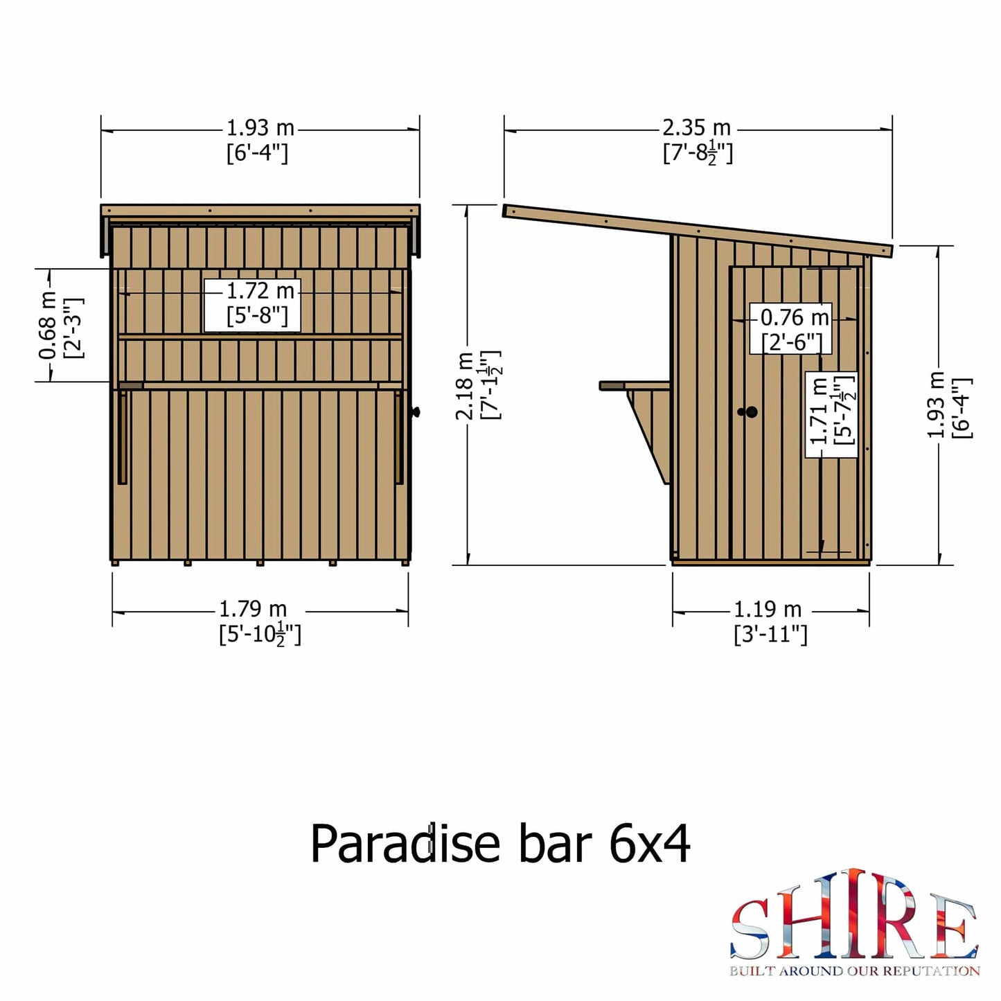 Shire 6x4 Paradise Pent Garden Bar