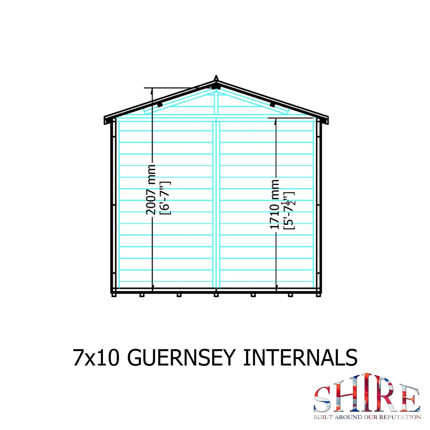 Shire 10x7 Guernsey Shed Double Door Apex Workshop