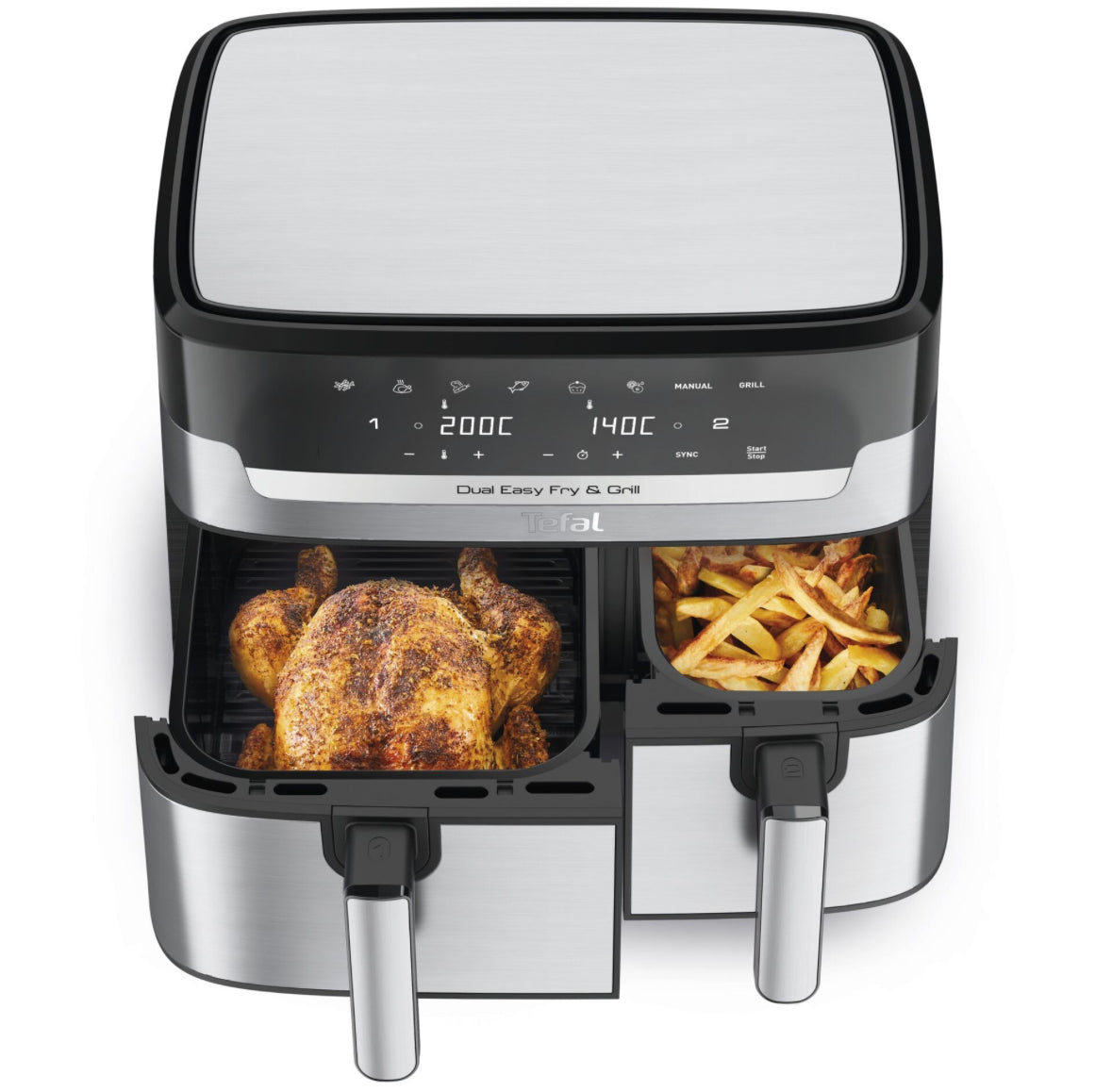 Tefal Easy Fry Dual Zone EY905D40 Air Fryer & Grill - Stainless Steel