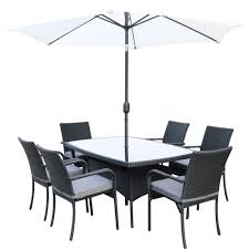 Euroactive Sienna 6 Seater Rectangular Rattan Furniture Set - 1.6m