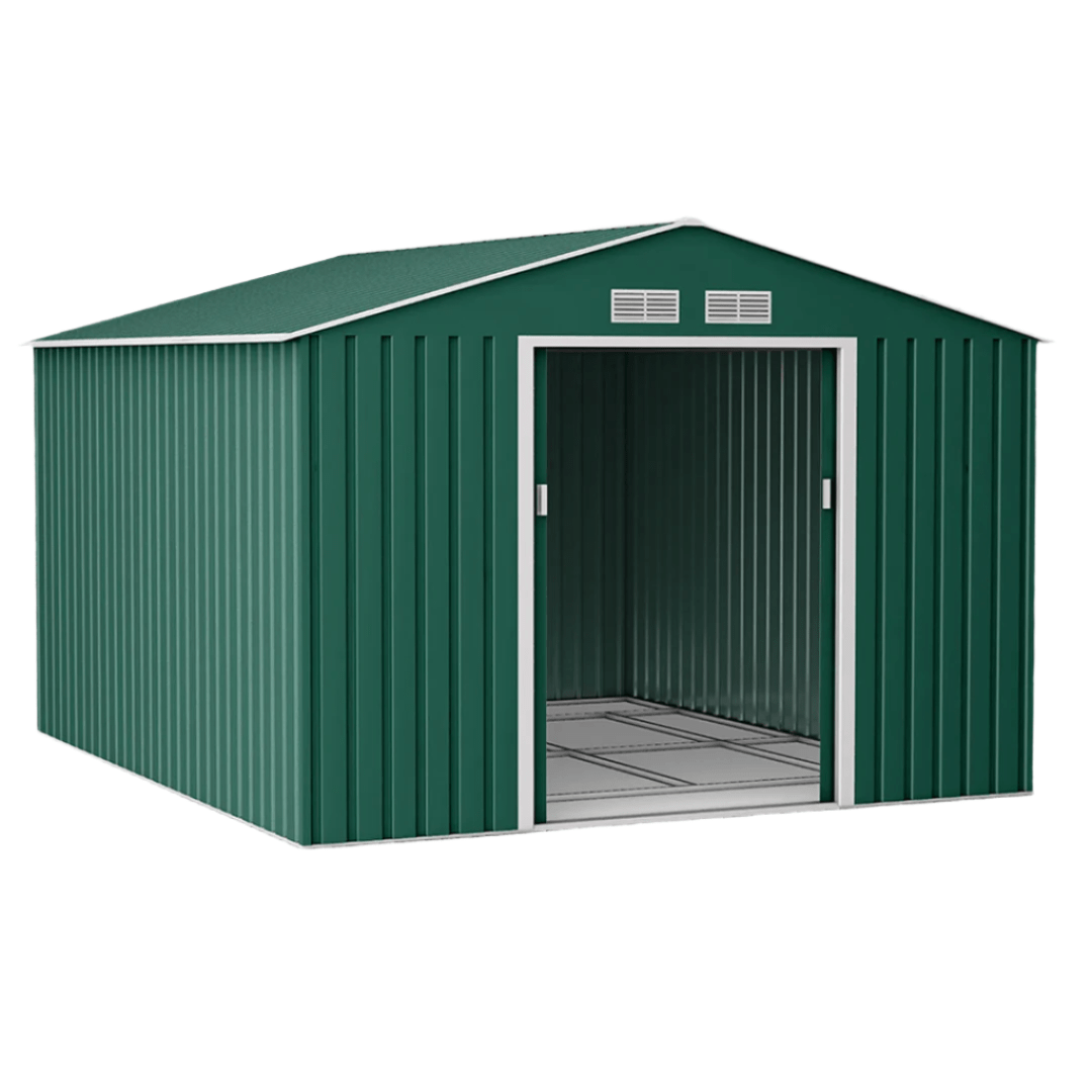 Lotus 9 x 10 Orion Apex Metal Shed With Foundation Kit - Dark Green