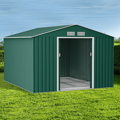 Lotus 9 x 10 Orion Apex Metal Shed With Foundation Kit - Dark Green