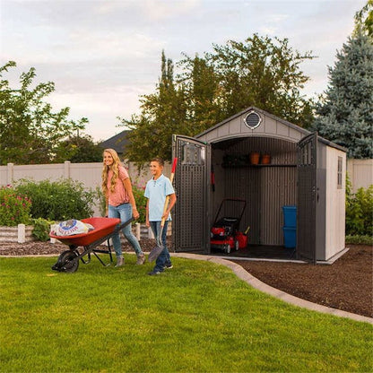 Lifetime 8 x 7.5 Plastic Shed Complete with Accessories (Special Edition)