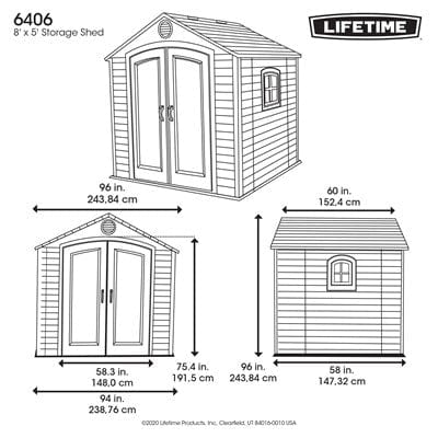 Lifetime 8x5ft Heavy Duty Plastic Garden Shed