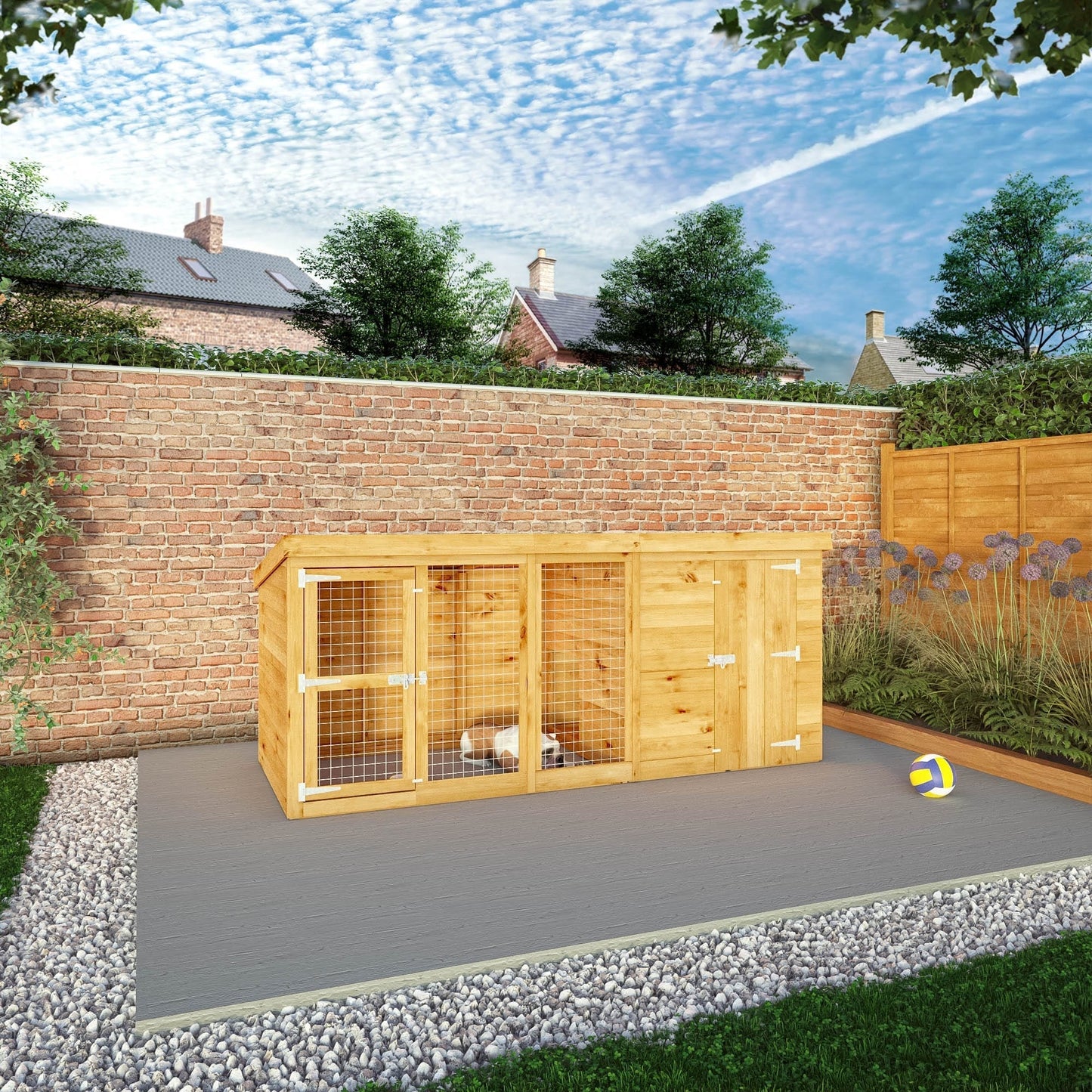 Mercia 10x4 Pent Berkshire Dog Kennel & Run