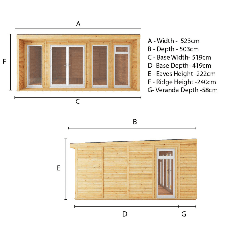 Mercia The Creswell 5m x 4m Insulated Garden Room with White UPVC