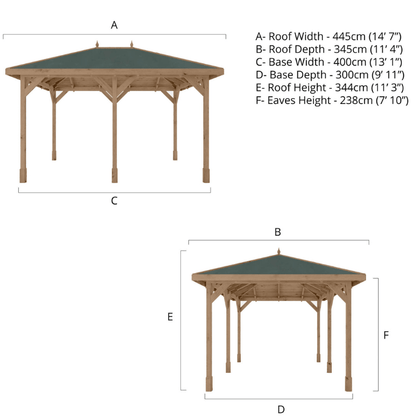 Mercia 10 x 13 (3m x 4m) Pressure Treated Traditional Gazebo