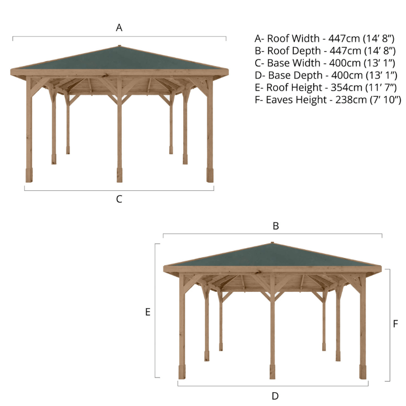 Mercia 13 x 13 (4m x 4m) Pressure Treated Traditional Gazebo