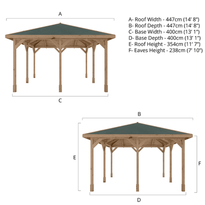 Mercia 13 x 13 (4m x 4m) Pressure Treated Traditional Gazebo