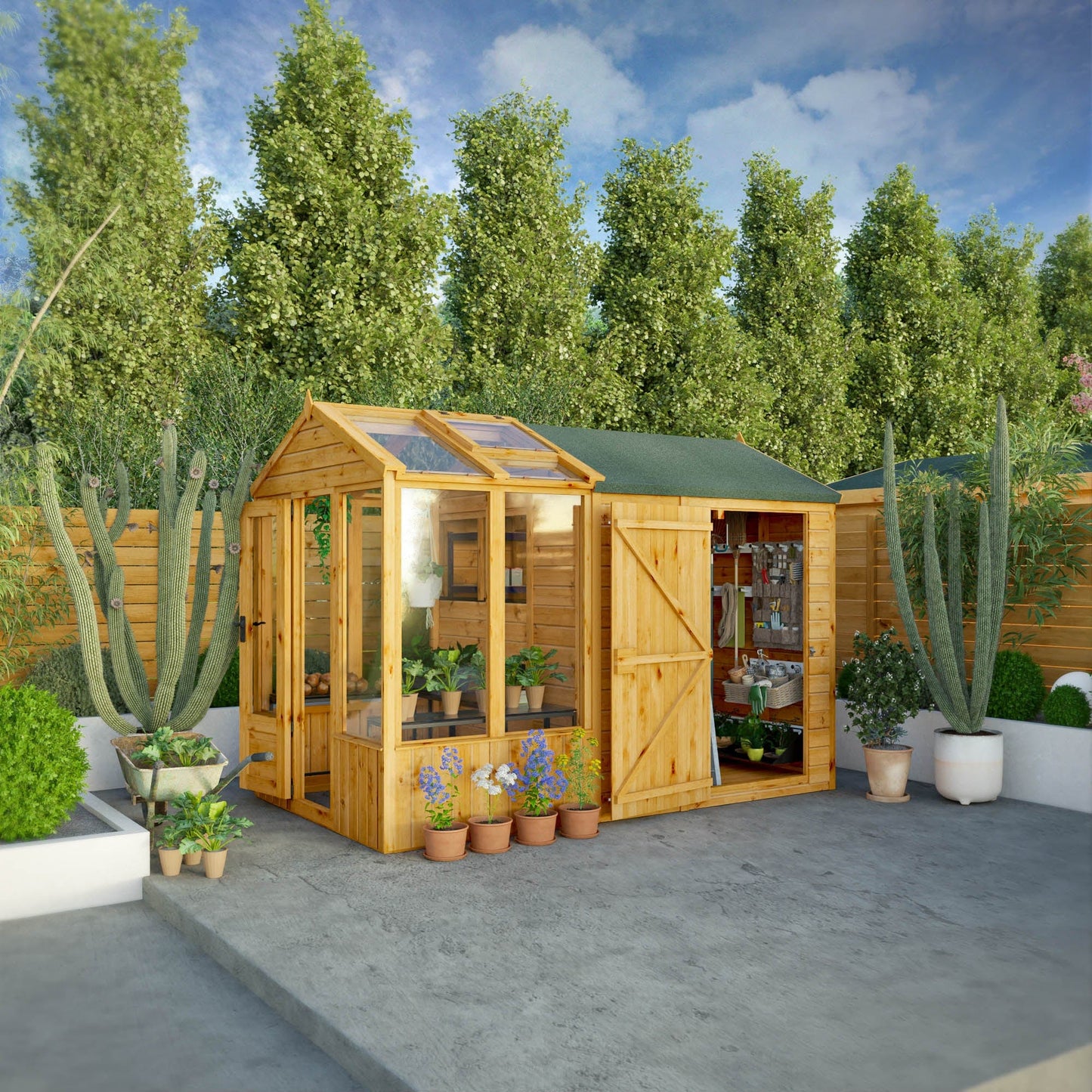 Mercia 10 x 6 Premium Woodsman Apex Styrene Combi Greenhouse