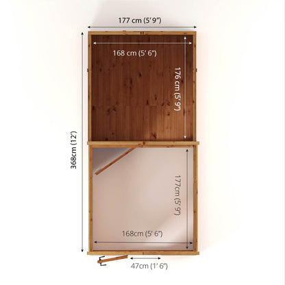 Mercia 12 x 6 Premium Woodsman Apex Styrene Combi Greenhouse
