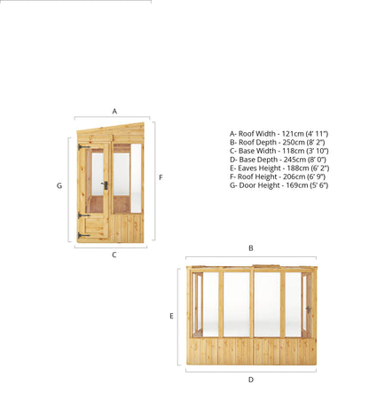Mercia 8 x 4  Premium Woodsman Pent Styrene Lean-To Greenhouse