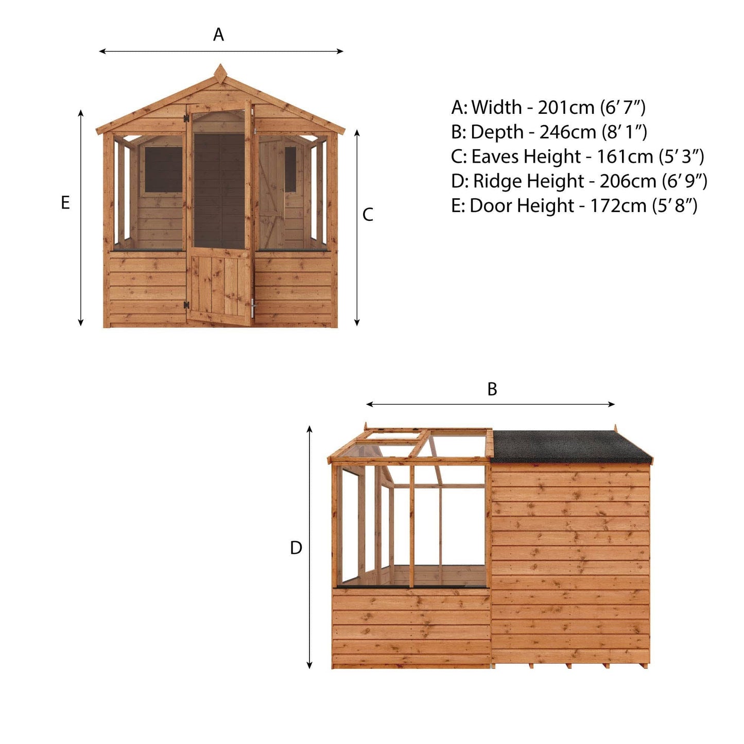 Mercia 8 x 6 Combi Greenhouse and Storage Shed