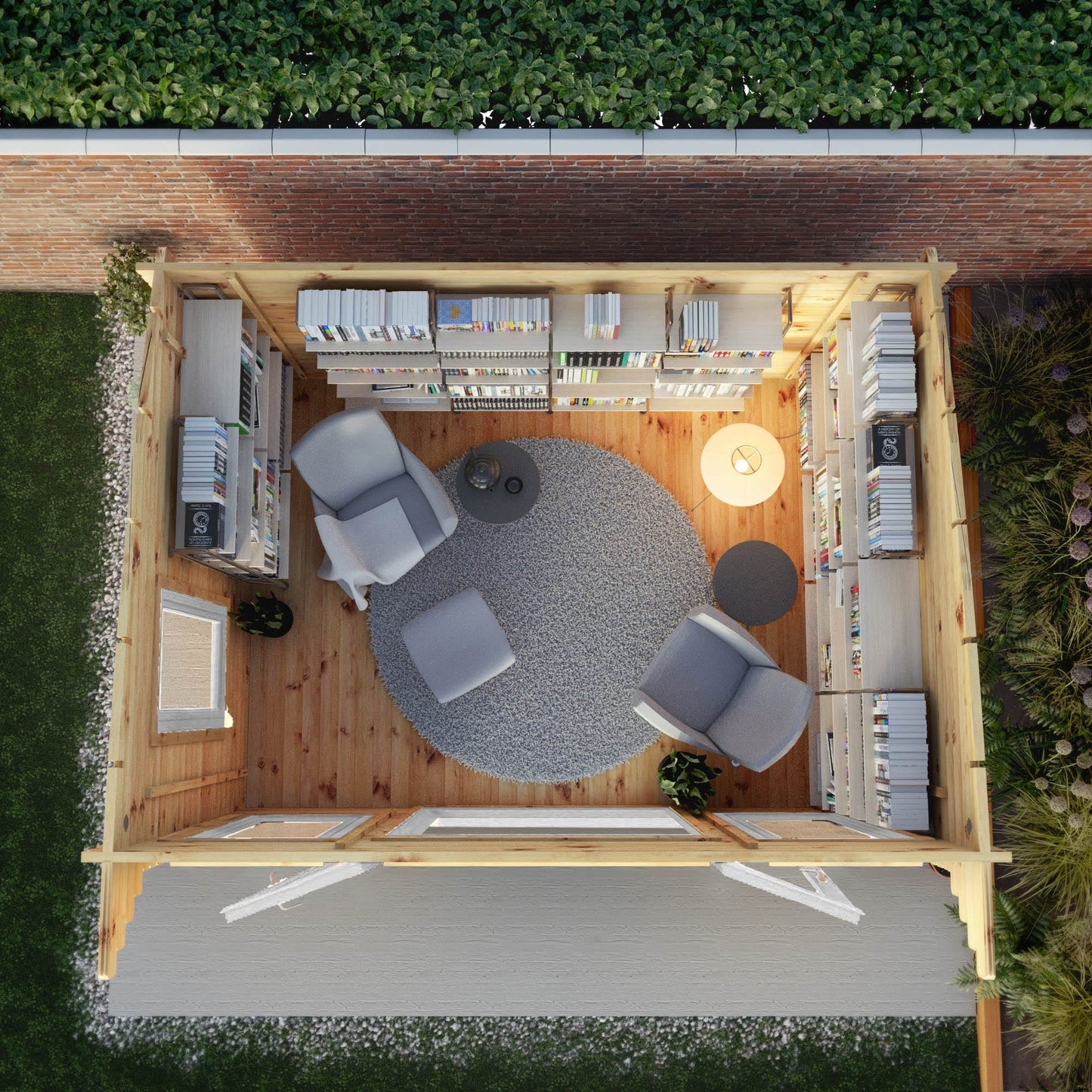 Mercia 13x10 (4m x 3m) Helios Curved Roof Log Cabin – 44mm UPVC White