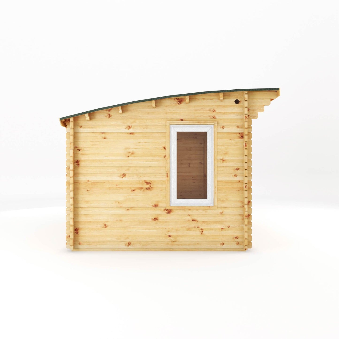 Mercia 13x10 (4m x 3m) Helios Curved Roof Log Cabin – 44mm UPVC White