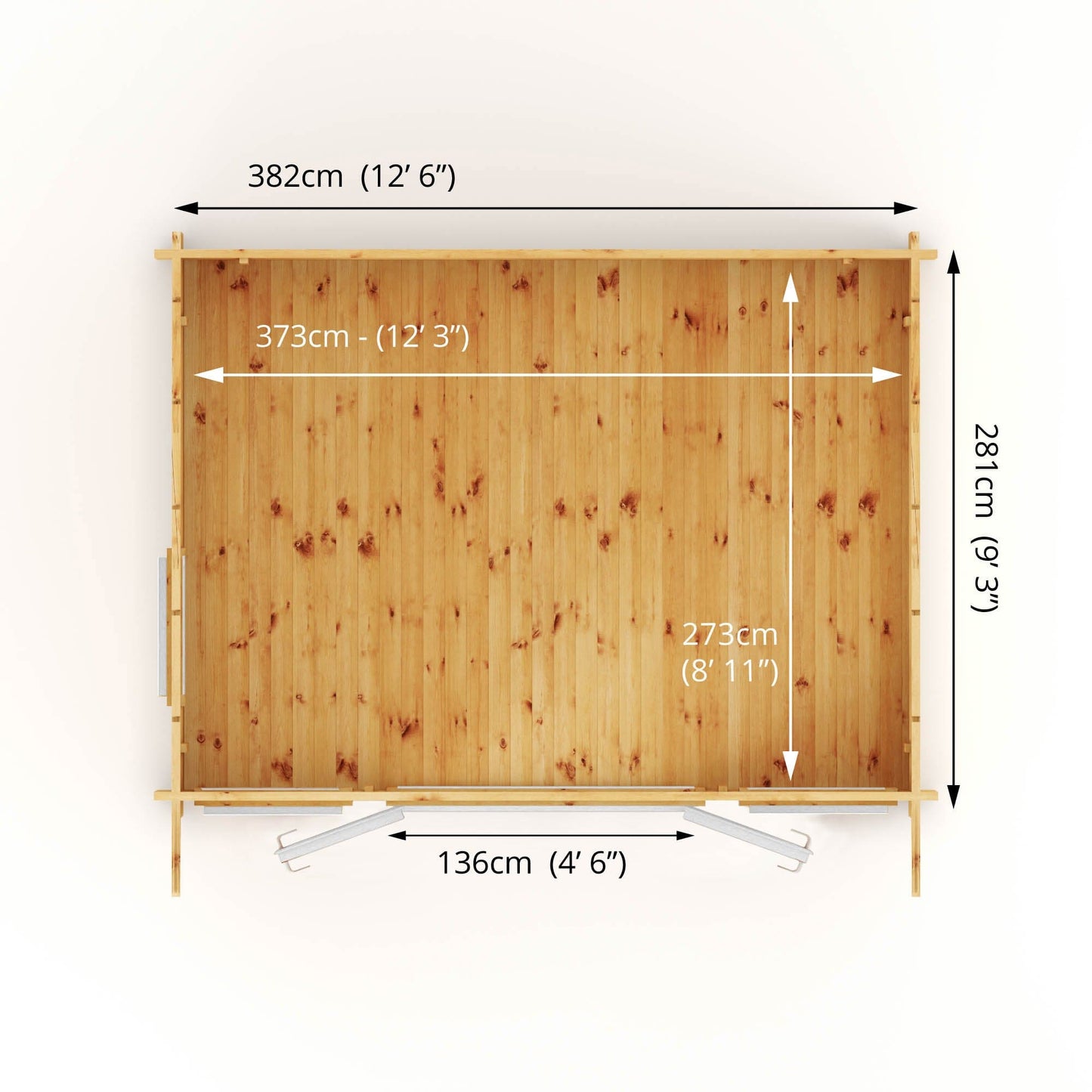 Mercia 13x10 (4m x 3m) Helios Curved Roof Log Cabin – 44mm UPVC White