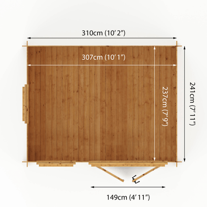 Mercia 9 x 11 (2.6m x 3.3m) Log Cabin - 19mm Logs