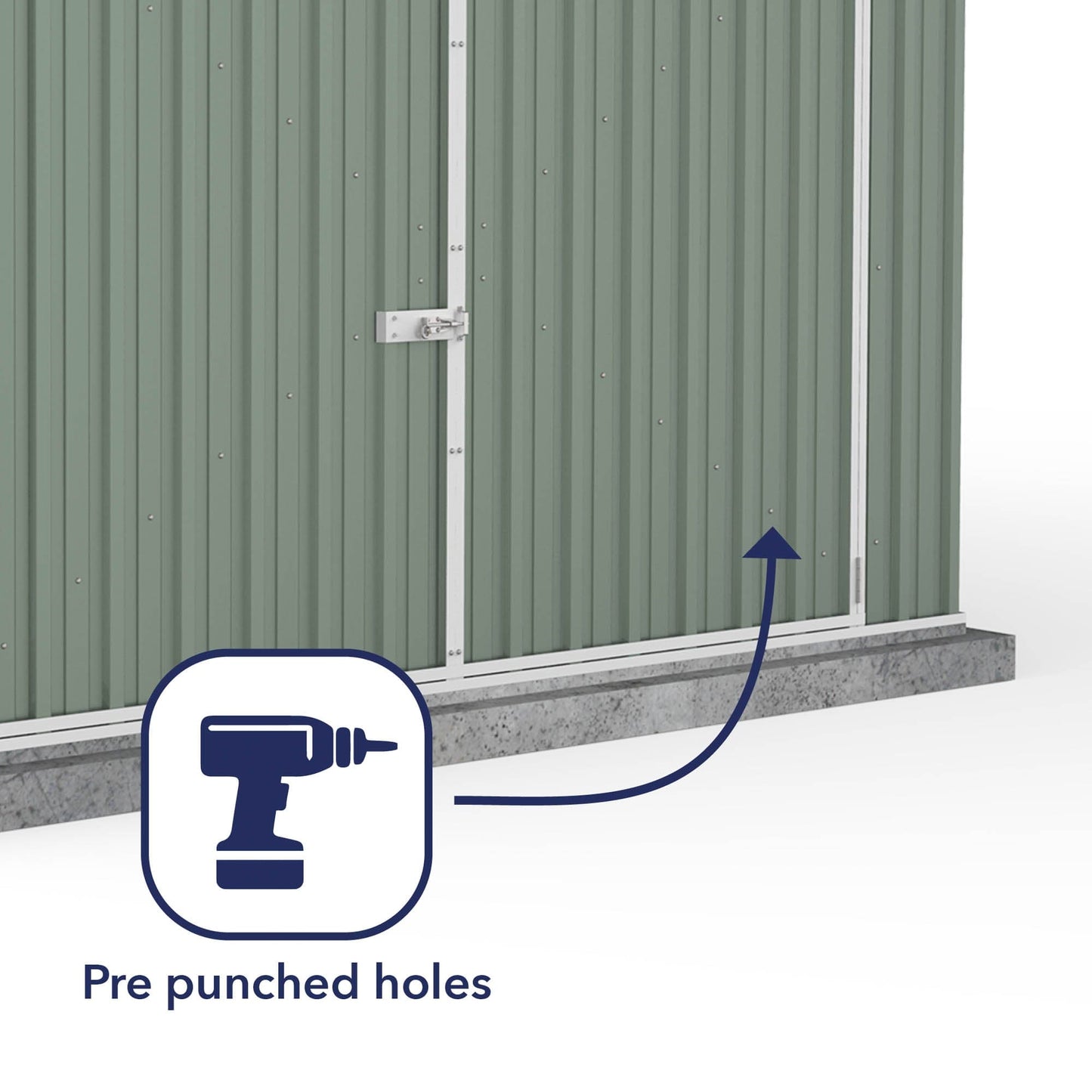 Absco 10 x 15 Utility Metal Workshop (3m x 4.48m) Pale Eucalyptus - Anchor Kit Included