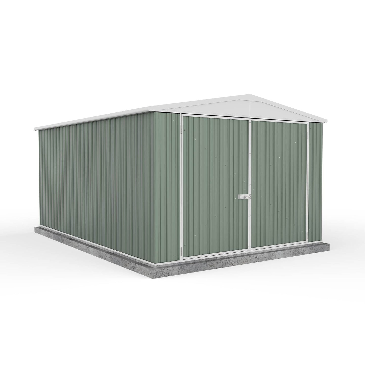 Absco 10 x 15 Utility Metal Workshop (3m x 4.48m) Pale Eucalyptus - Anchor Kit Included