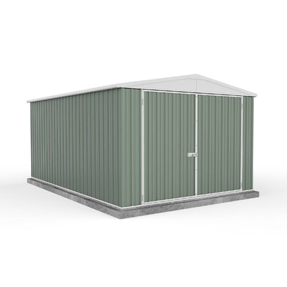 Absco 10 x 15 Utility Metal Workshop (3m x 4.48m) Pale Eucalyptus - Anchor Kit Included