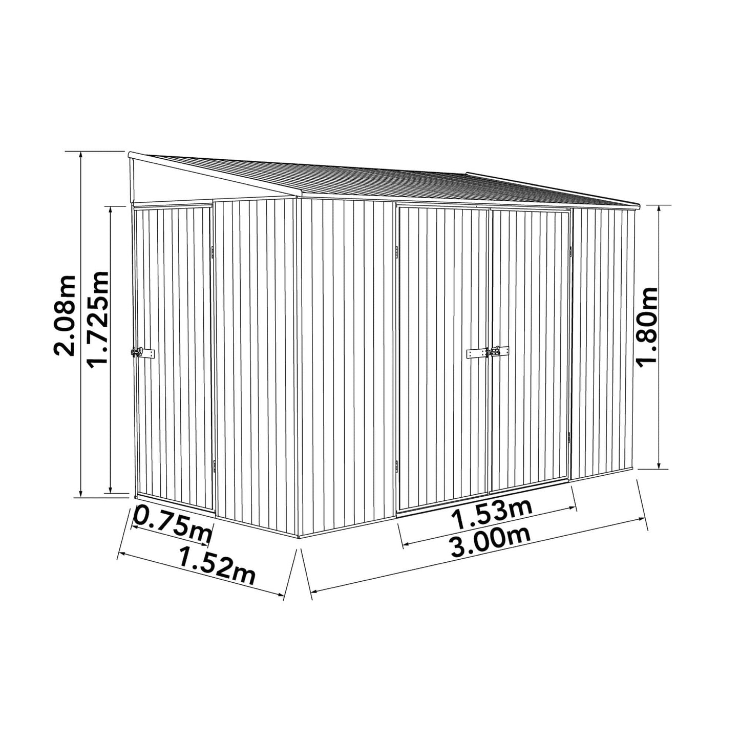Absco 10 x 5 Metal Bike Shed (3.00m x 1.52m) Woodland Grey - Anchor Kit Included