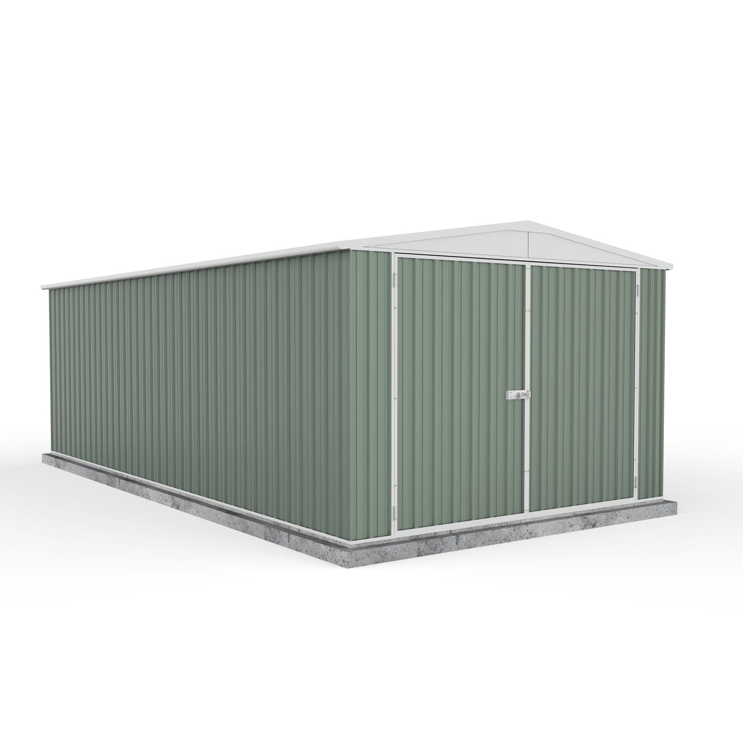 Absco 10 x 20 Utility Metal Apex Workshop (3m x 6m) Pale Eucalyptus - Anchor Kit Included