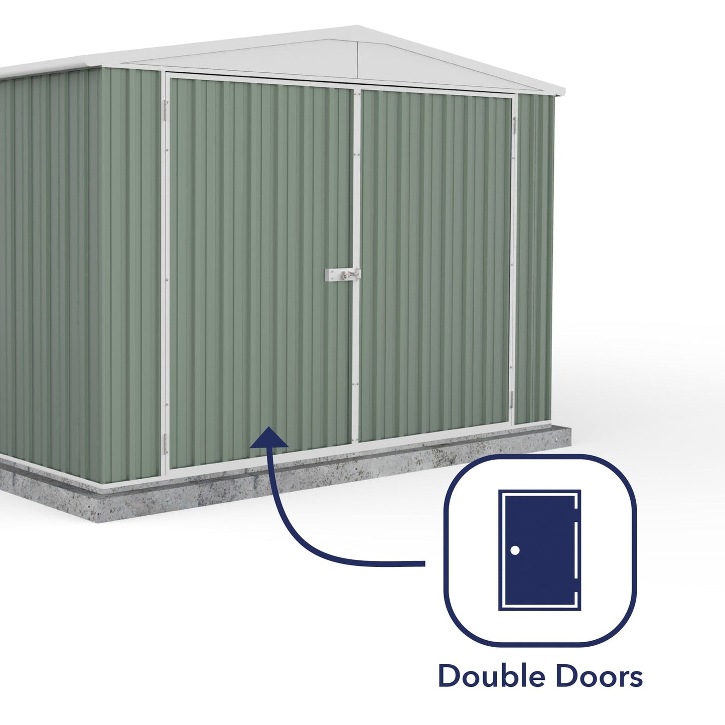 Absco 10 x 20 Utility Metal Apex Workshop (3m x 6m) Pale Eucalyptus - Anchor Kit Included