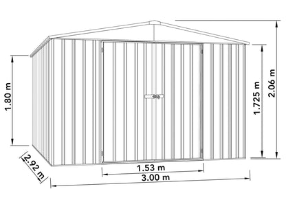 Absco 10 x 10 Regent Metal Shed (3m x 2.92m) Woodland Grey - Anchor Kit Included