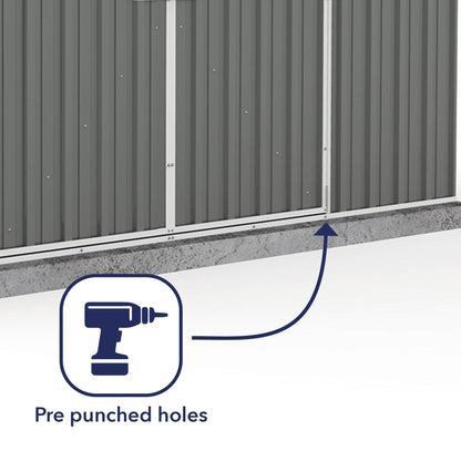 Absco 10 x 5 Regent Metal Shed (3m x 1.44m) Woodland Grey - Anchor Kit Included