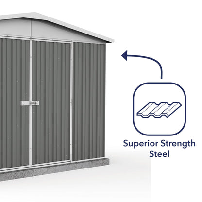 Absco 10 x 5 Regent Metal Shed (3m x 1.44m) Woodland Grey - Anchor Kit Included