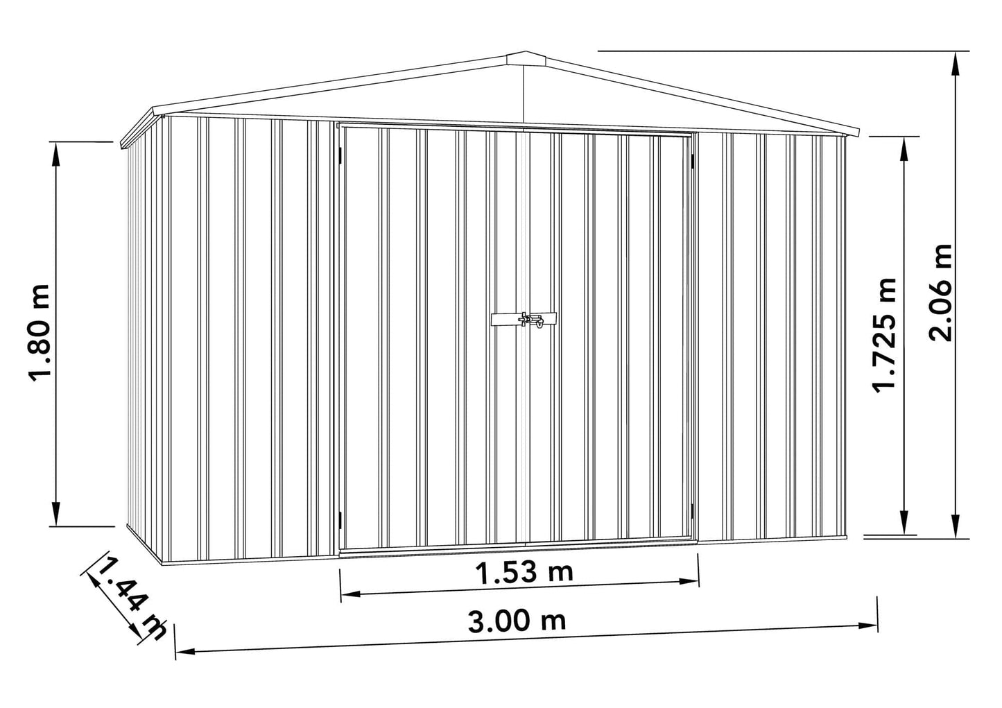 Absco 10 x 5 Regent Metal Shed (3m x 1.44m) Woodland Grey - Anchor Kit Included