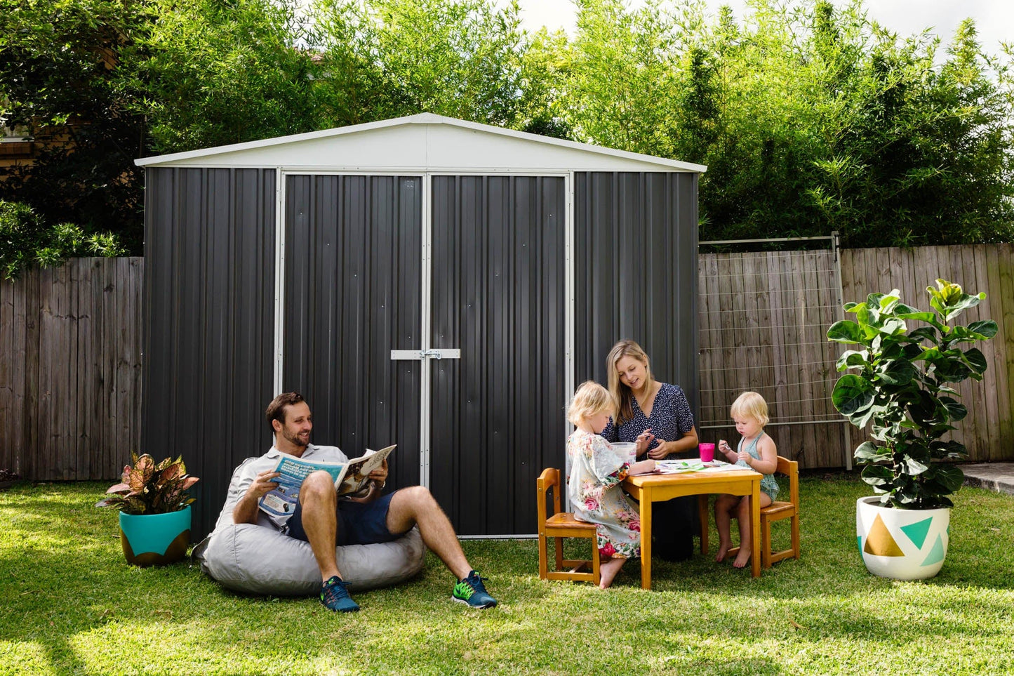 Absco 10 x 7 Regent Metal Shed (3m x 2.18m) Woodland Grey  - Anchor Kit Included