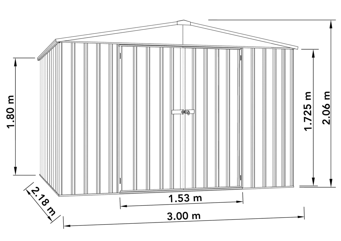 Absco 10 x 7 Regent Metal Shed (3m x 2.18m) Woodland Grey  - Anchor Kit Included