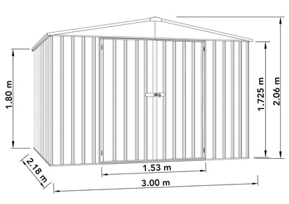 Absco 10 x 7 Regent Metal Shed (3m x 2.18m) Woodland Grey  - Anchor Kit Included