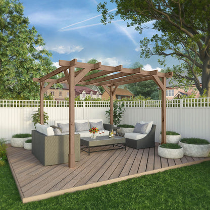 Mercia 10 x 10 (3.0m x 3.0m) Traditional Pressure Treated Wooden Pergola