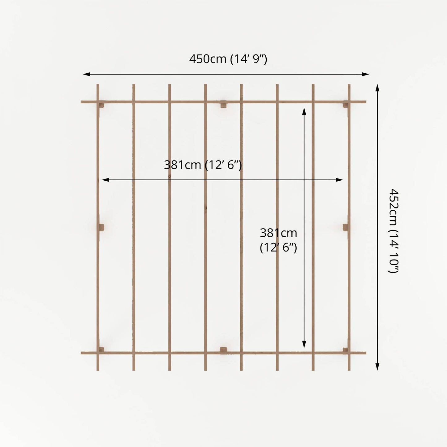 Mercia 13 x 13 (4.0m x 4.0m) Traditional Pressure Treated Wooden Pergola
