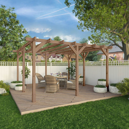 Mercia 13 x 13 (4.0m x 4.0m) Traditional Pressure Treated Wooden Pergola
