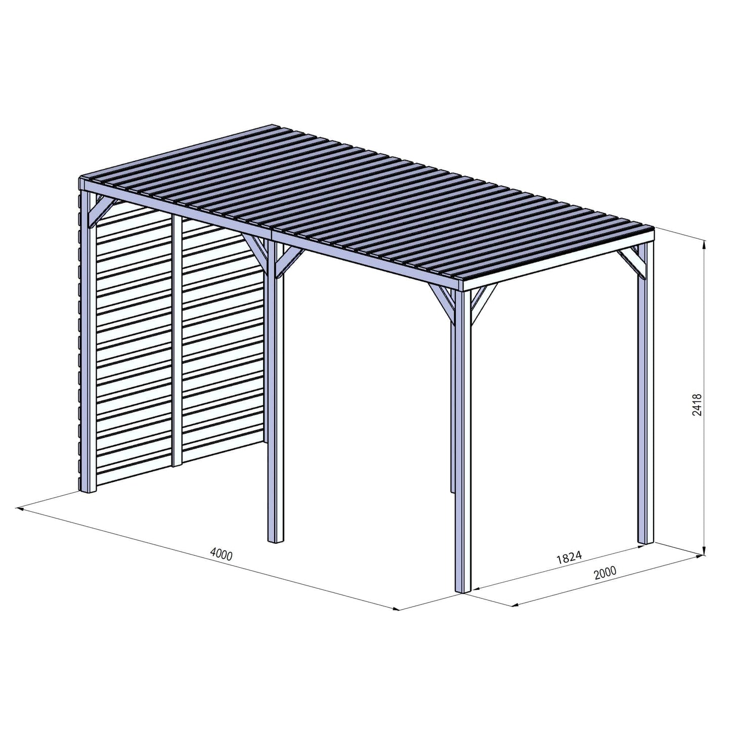 Mercia 13 x 7 (4.0m x 2.0m) Pressure Treated Modern Wooden Pergola