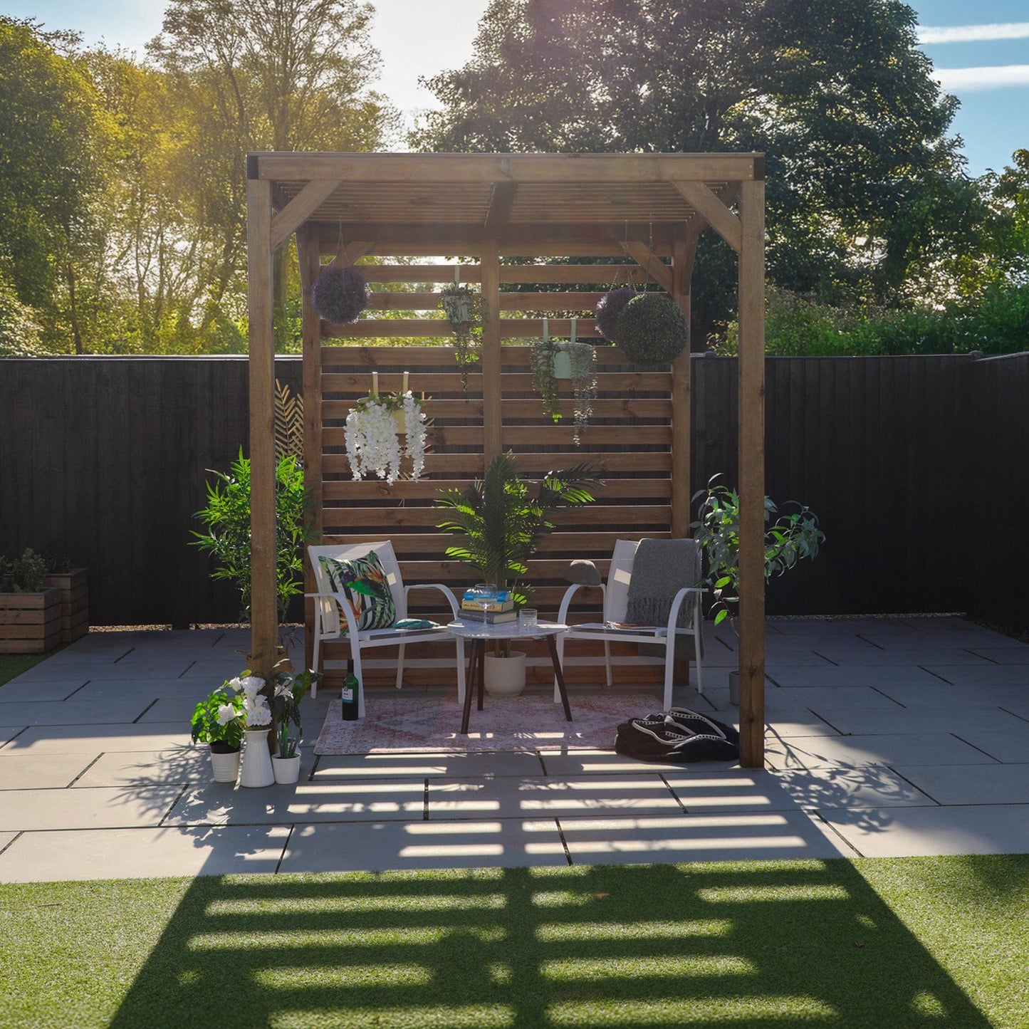 Mercia 7 x 7 (2.0m x 2.0m) Pressure Treated Modern Wooden Pergola