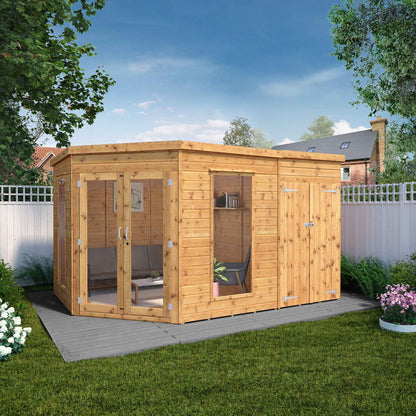 Mercia 12x8 Wooden Corner Summerhouse with Side Shed