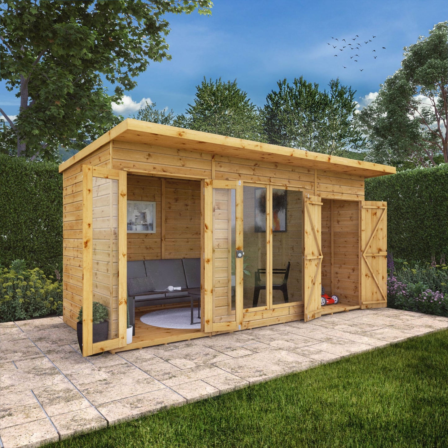Mercia 14 x 6 Maine Pent Summerhouse with Side Shed