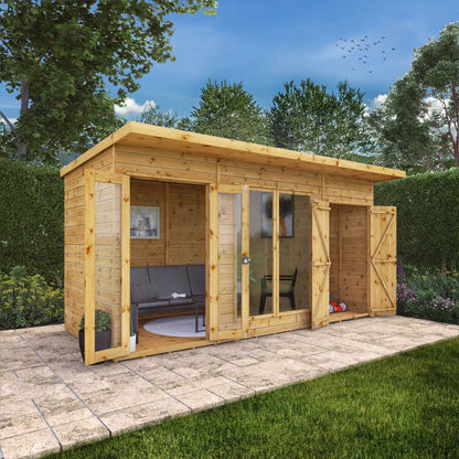 Mercia 14 x 6 Maine Pent Summerhouse with Side Shed