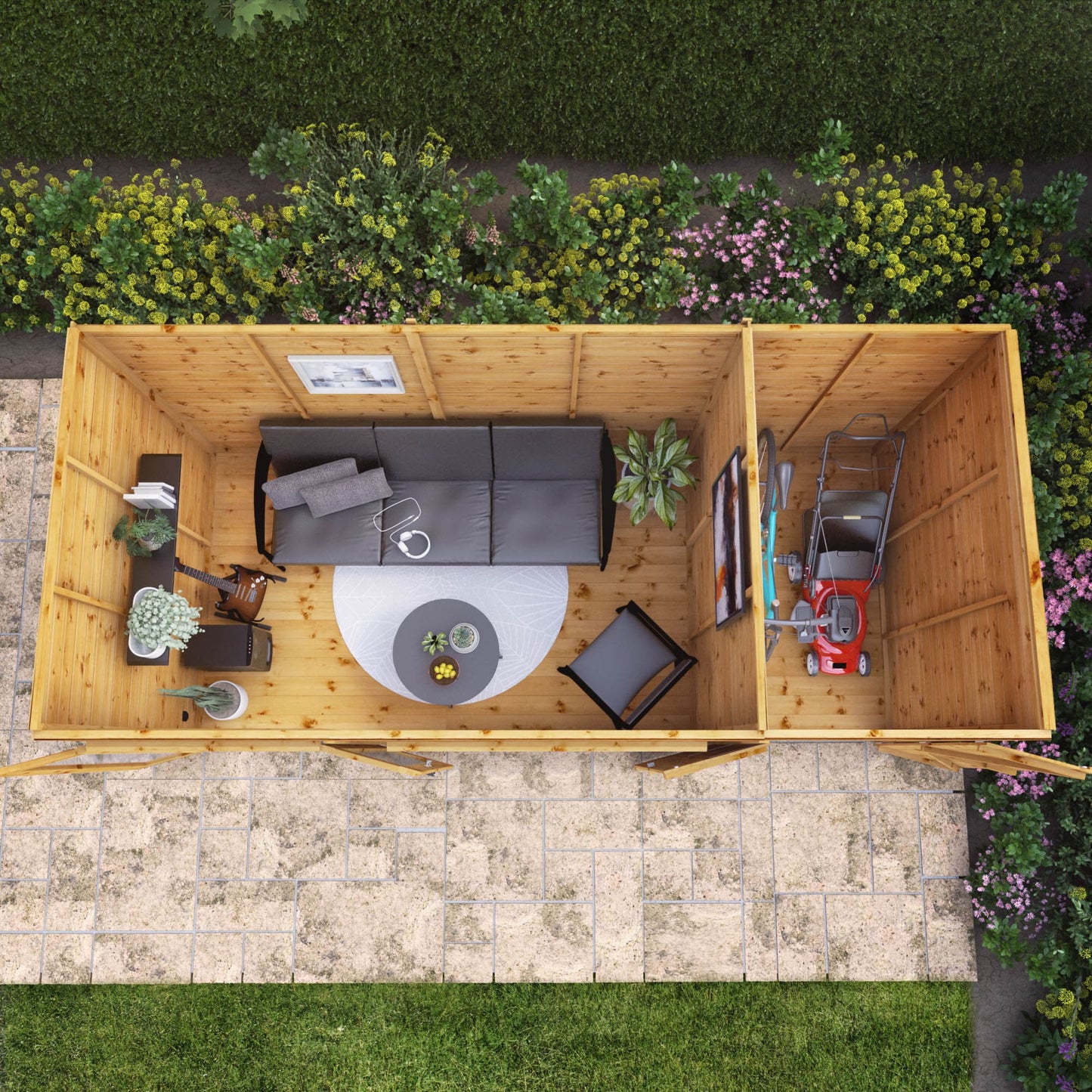 Mercia 14 x 6 Maine Pent Summerhouse with Side Shed