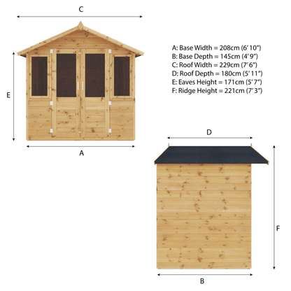 Mercia 7 x 5 Traditional Double Door Summerhouse