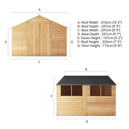 Mercia 10x10 Overlap Apex Shed