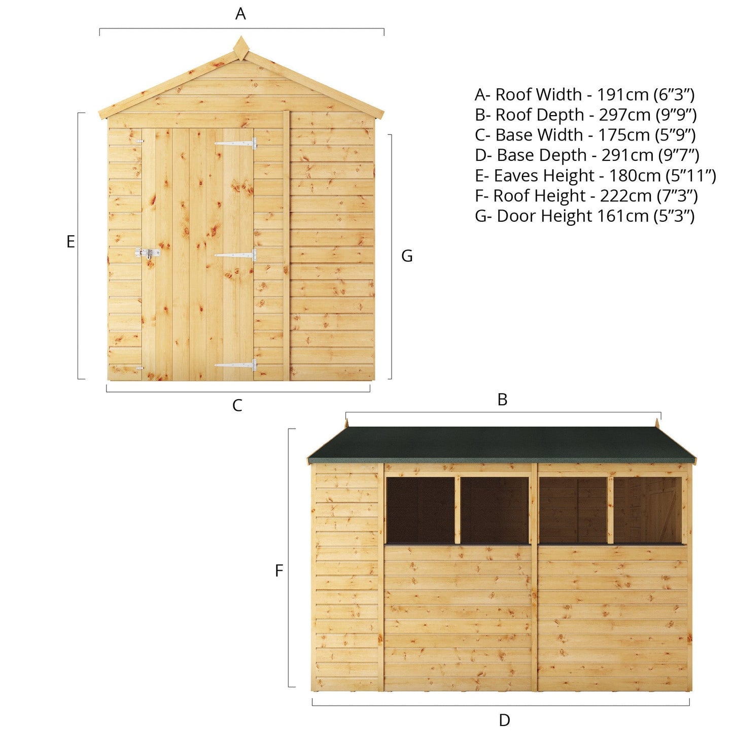 Mercia 10x6 Modular Shiplap Apex Wooden Shed