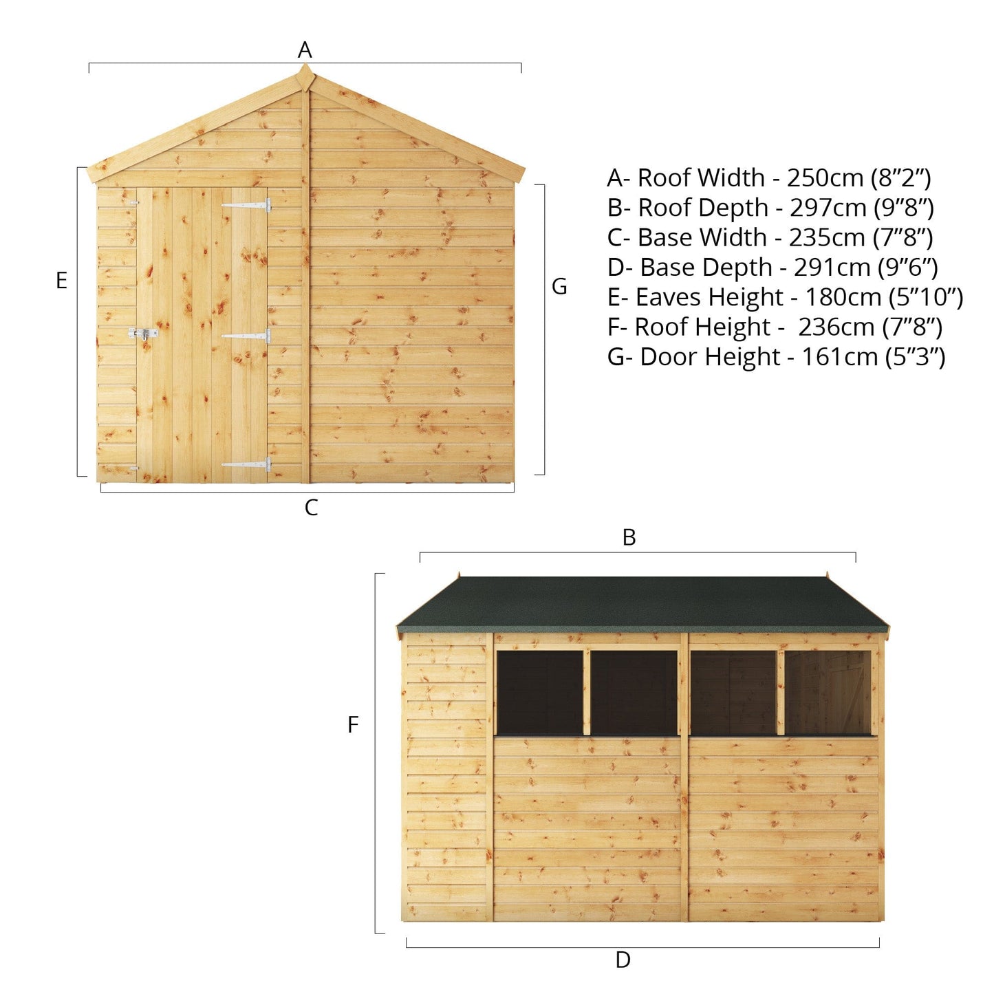 Mercia 10x8 Modular Shiplap Apex Wooden Shed